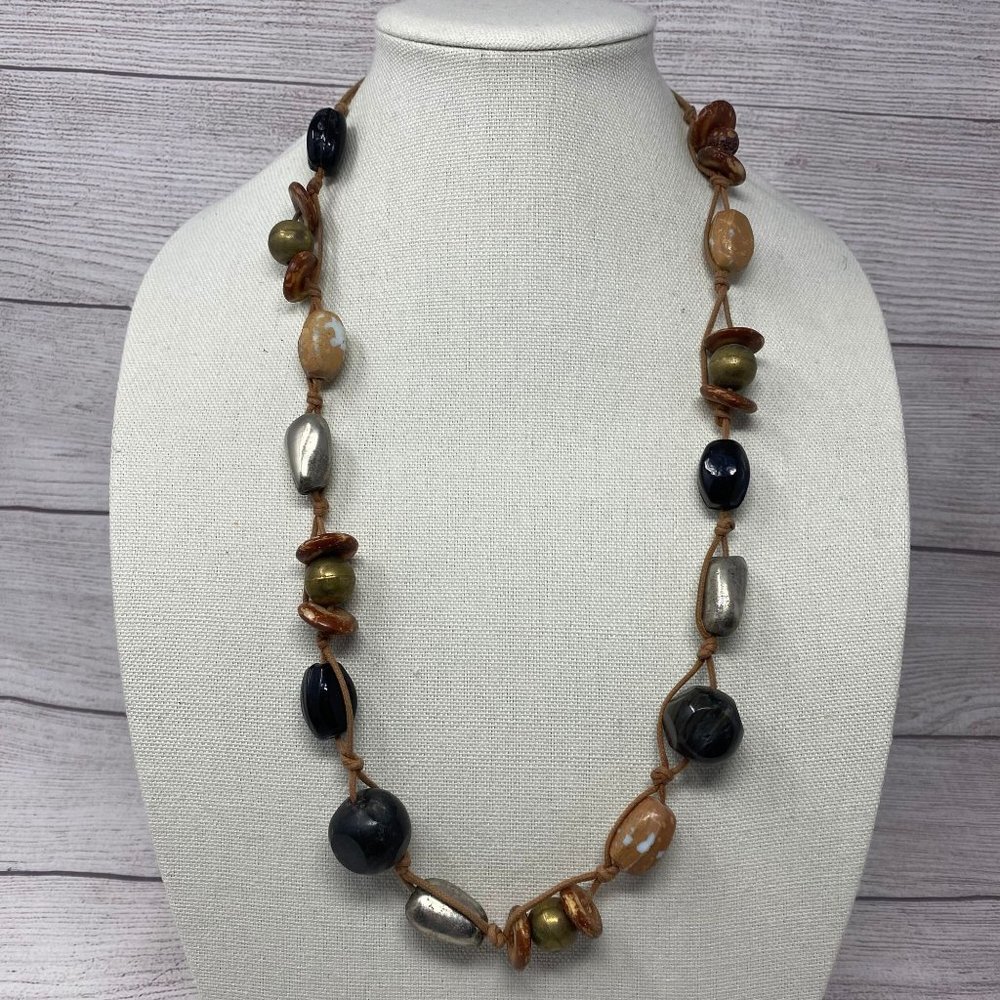 Chunky Beaded Necklace ~ Knotted Rope ~ Boho Style
